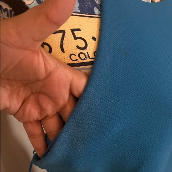 Carmen Marc Valvo Infusion Cascading Ruffle Halter Mermaid Evening Gown Peacock - Picture 11 of 12